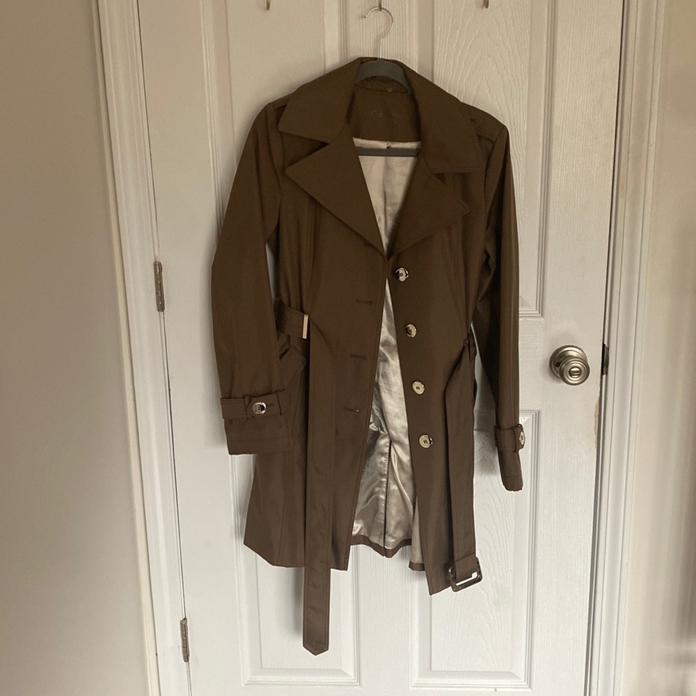 Olive Calvin Klein Trench Raincoat size us XS